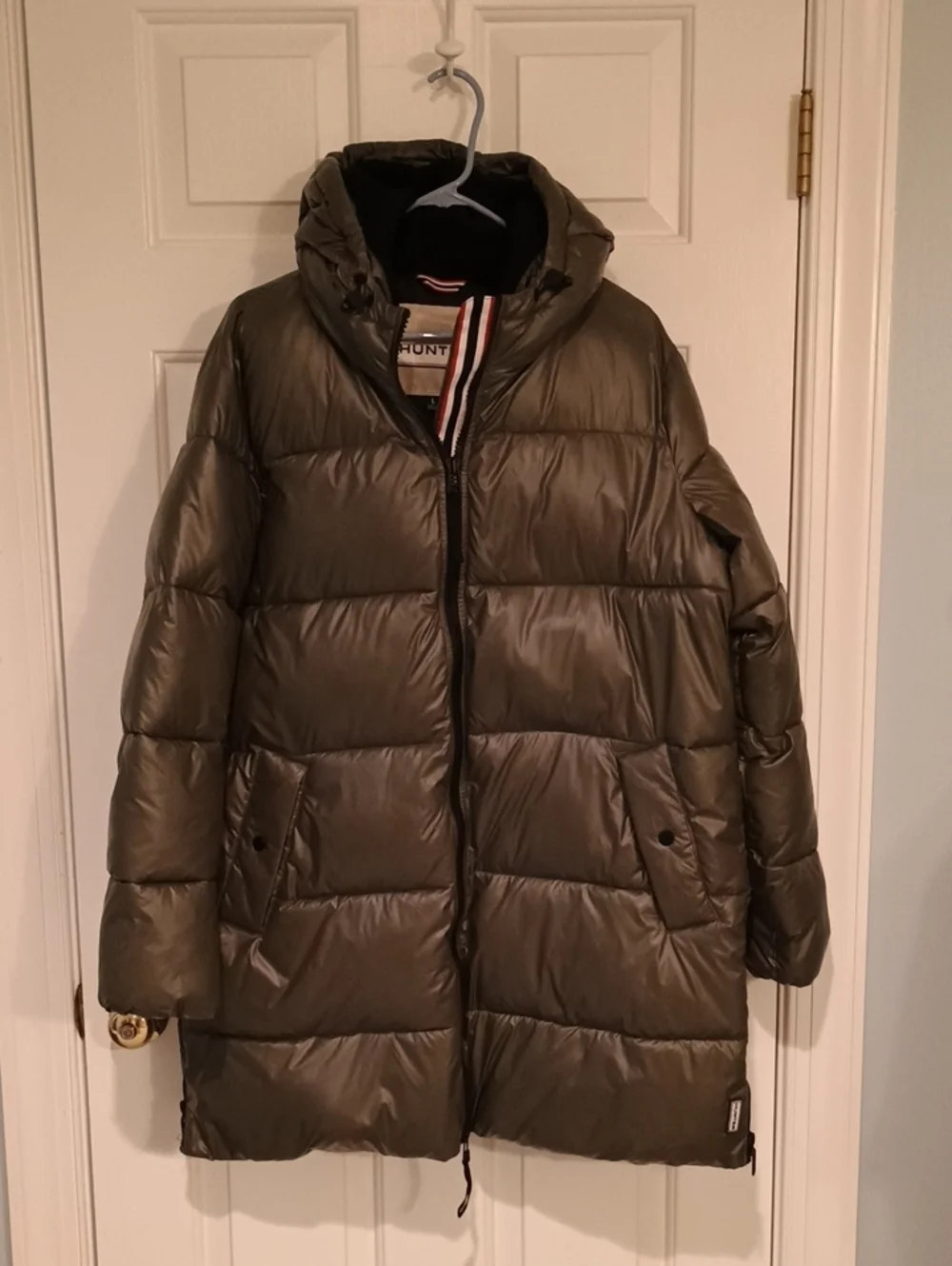 Hunter Olive Quilted Hooded Puffer Coat - Picture 1 of 4